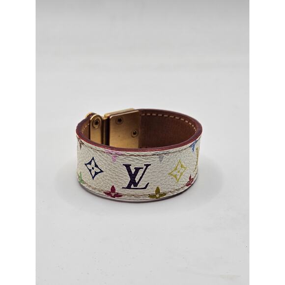 Louis Vuitton Gold-tone Multicolor Leather Koala Lock Bracelet - Picture 3 of 15